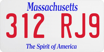 MA license plate 312RJ9
