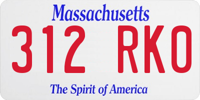 MA license plate 312RK0