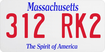 MA license plate 312RK2