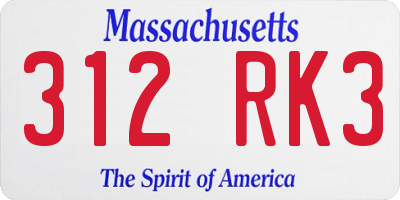MA license plate 312RK3