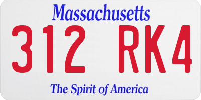 MA license plate 312RK4