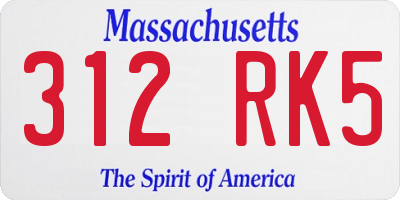 MA license plate 312RK5