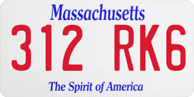 MA license plate 312RK6