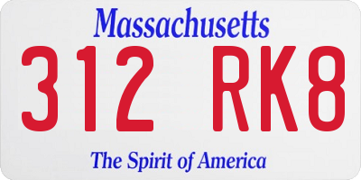 MA license plate 312RK8
