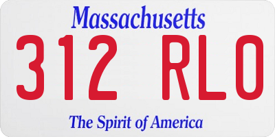 MA license plate 312RL0