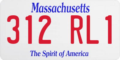 MA license plate 312RL1