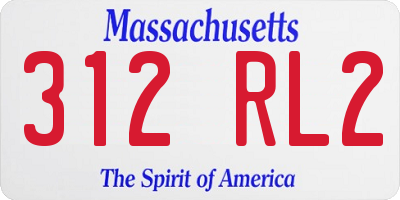 MA license plate 312RL2