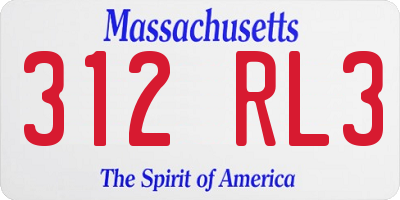 MA license plate 312RL3