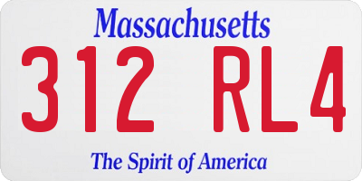 MA license plate 312RL4
