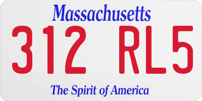 MA license plate 312RL5