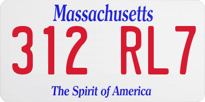 MA license plate 312RL7