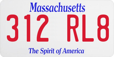 MA license plate 312RL8