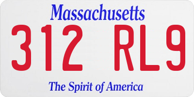 MA license plate 312RL9