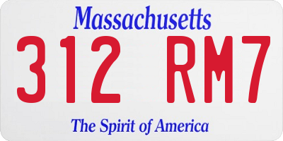 MA license plate 312RM7