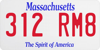 MA license plate 312RM8