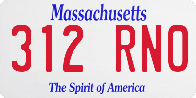 MA license plate 312RN0