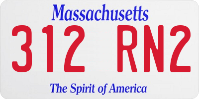 MA license plate 312RN2