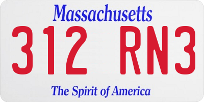 MA license plate 312RN3