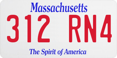 MA license plate 312RN4