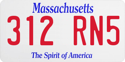 MA license plate 312RN5