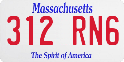MA license plate 312RN6