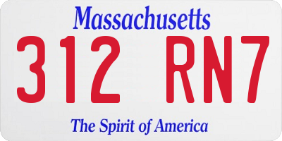 MA license plate 312RN7