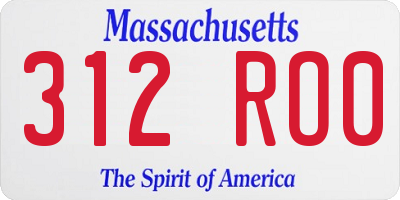 MA license plate 312RO0