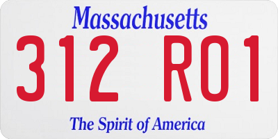 MA license plate 312RO1