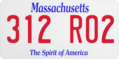 MA license plate 312RO2