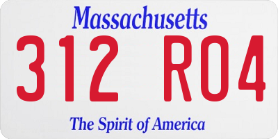 MA license plate 312RO4