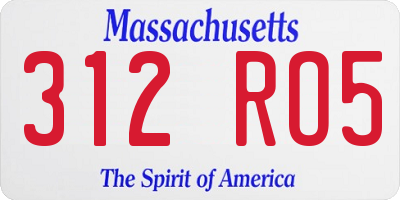MA license plate 312RO5