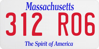 MA license plate 312RO6