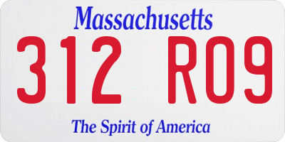 MA license plate 312RO9