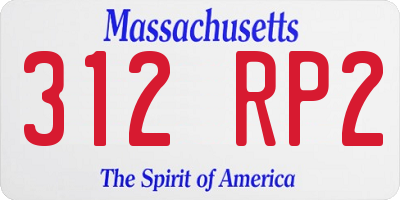 MA license plate 312RP2