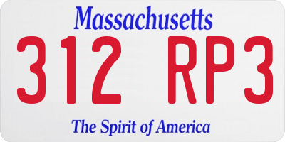 MA license plate 312RP3