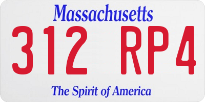 MA license plate 312RP4