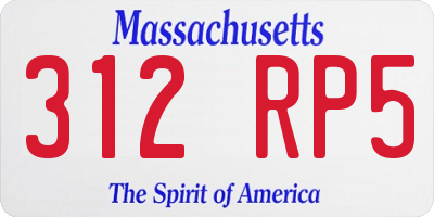 MA license plate 312RP5