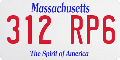 MA license plate 312RP6