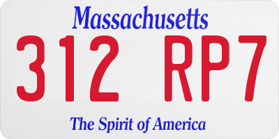 MA license plate 312RP7