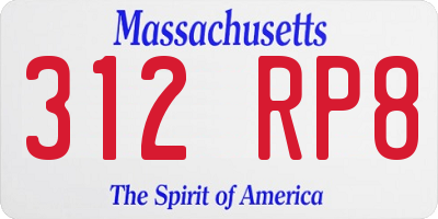 MA license plate 312RP8