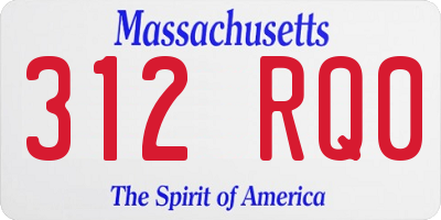 MA license plate 312RQ0