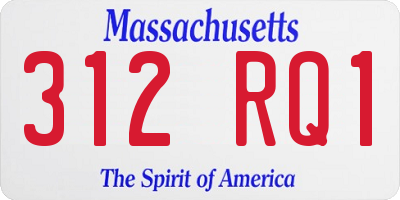 MA license plate 312RQ1