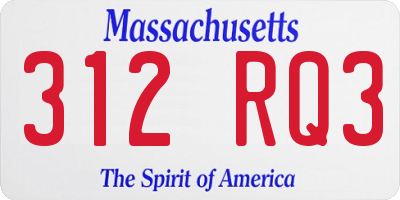 MA license plate 312RQ3