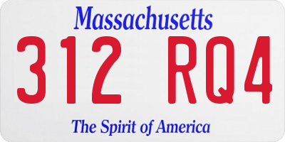 MA license plate 312RQ4
