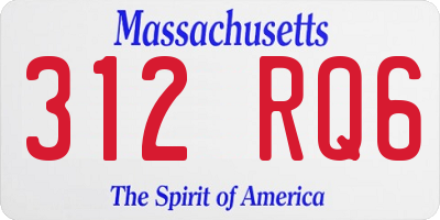 MA license plate 312RQ6