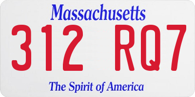 MA license plate 312RQ7