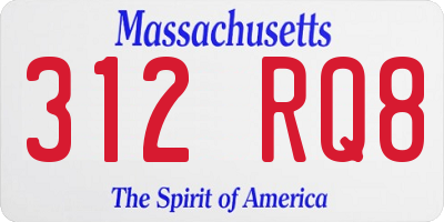 MA license plate 312RQ8