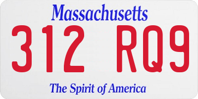 MA license plate 312RQ9