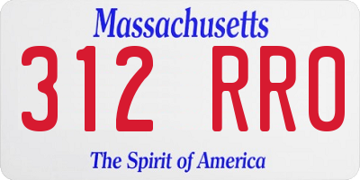 MA license plate 312RR0