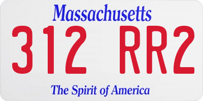 MA license plate 312RR2